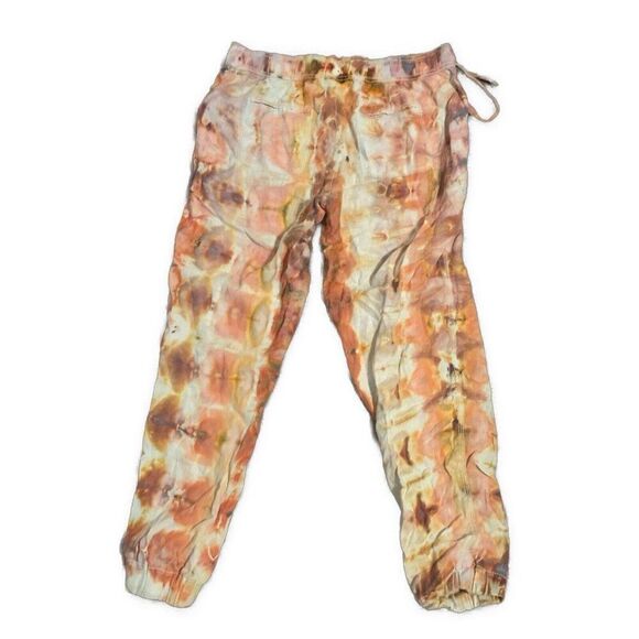 Lou Grey Womens Linen White Pink Orange Tie Dye Cargo Pants Small - Picture 2 of 5
